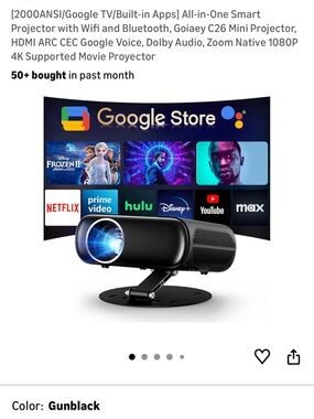 Brand new 2000 ansi Smart Projector with Wi‑Fi & Bluetooth - Built‑in Apps